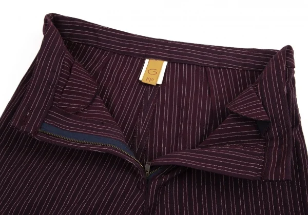 ジジリgigli コットンナイロン混ストライプ織りストレッチスリムパンツ 紫38M K-98214_004