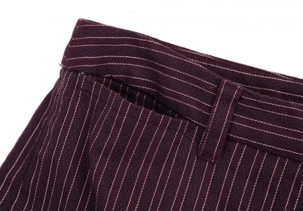 ジジリgigli コットンナイロン混ストライプ織りストレッチスリムパンツ 紫38M K-98214_005