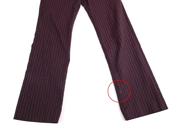 ジジリgigli コットンナイロン混ストライプ織りストレッチスリムパンツ 紫38M K-98214_006