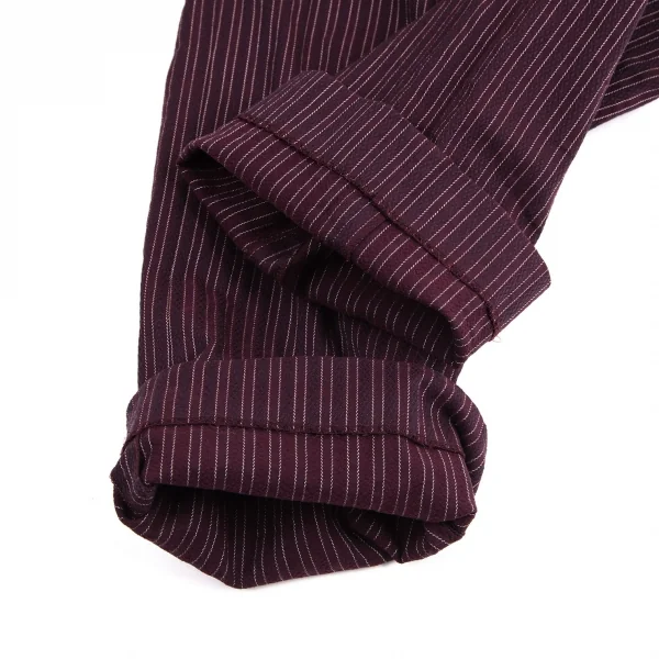 ジジリgigli コットンナイロン混ストライプ織りストレッチスリムパンツ 紫38M K-98214_008
