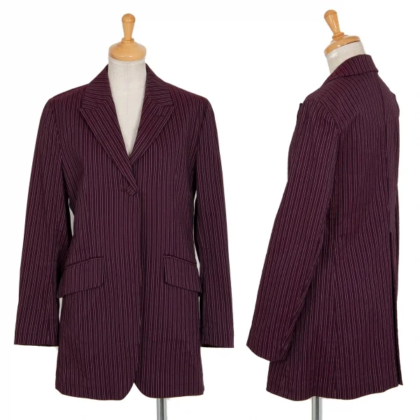 ジジリgigli コットンナイロン混ストライプ織りストレッチセットアップスーツ 紫38M K-98215_002