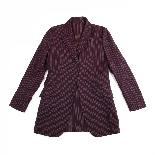 ジジリgigli コットンナイロン混ストライプ織りストレッチセットアップスーツ 紫38M K-98215_003