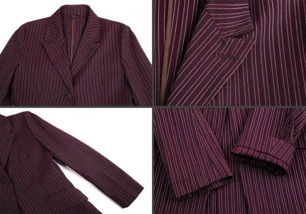 ジジリgigli コットンナイロン混ストライプ織りストレッチセットアップスーツ 紫38M K-98215_004