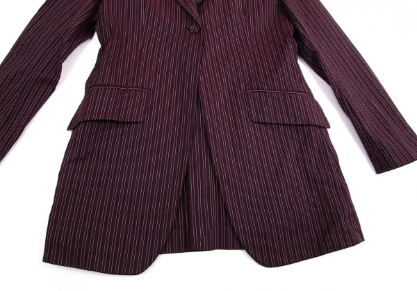 ジジリgigli コットンナイロン混ストライプ織りストレッチセットアップスーツ 紫38M K-98215_005