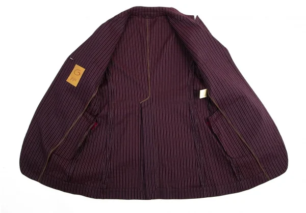 ジジリgigli コットンナイロン混ストライプ織りストレッチセットアップスーツ 紫38M K-98215_006