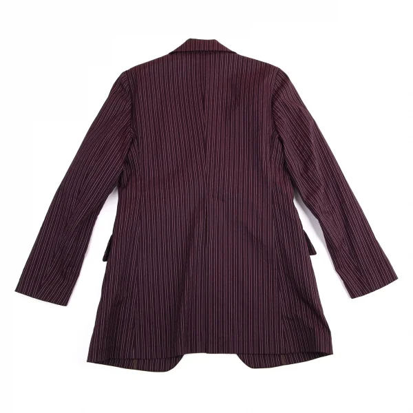 ジジリgigli コットンナイロン混ストライプ織りストレッチセットアップスーツ 紫38M K-98215_007