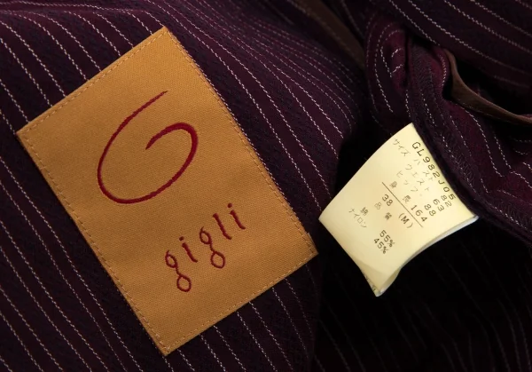 ジジリgigli コットンナイロン混ストライプ織りストレッチセットアップスーツ 紫38M K-98215_009