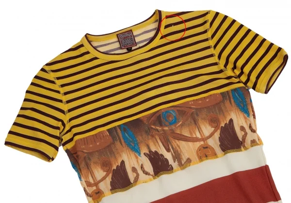 ゴルチエジーンズGAULTIER JEAN'S パネルグラフィック切替ボーダーラウンドTシャツ マルチ40 K-98250_002