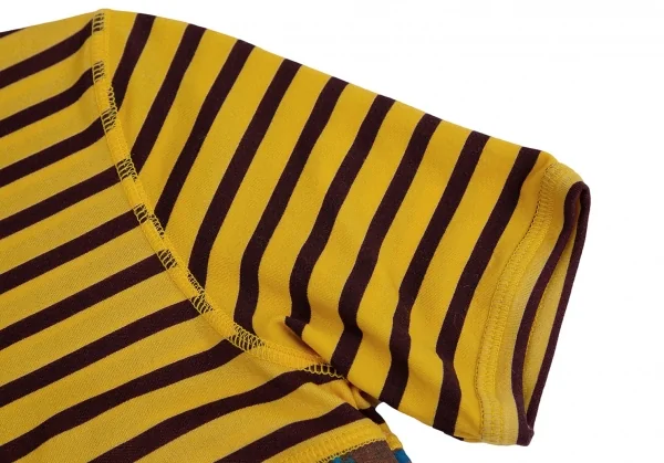 ゴルチエジーンズGAULTIER JEAN'S パネルグラフィック切替ボーダーラウンドTシャツ マルチ40 K-98250_005