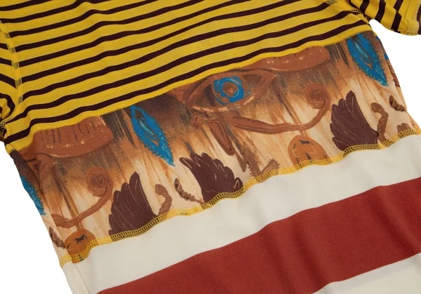 ゴルチエジーンズGAULTIER JEAN'S パネルグラフィック切替ボーダーラウンドTシャツ マルチ40 K-98250_006