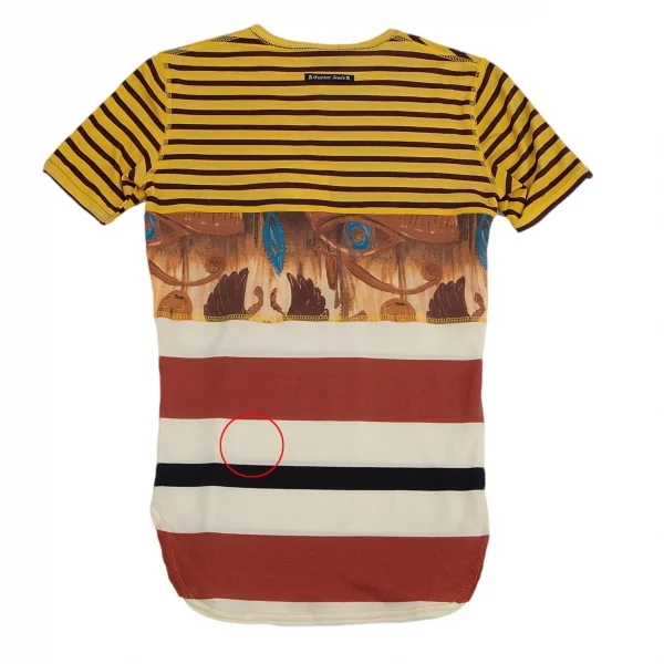 ゴルチエジーンズGAULTIER JEAN'S パネルグラフィック切替ボーダーラウンドTシャツ マルチ40 K-98250_009