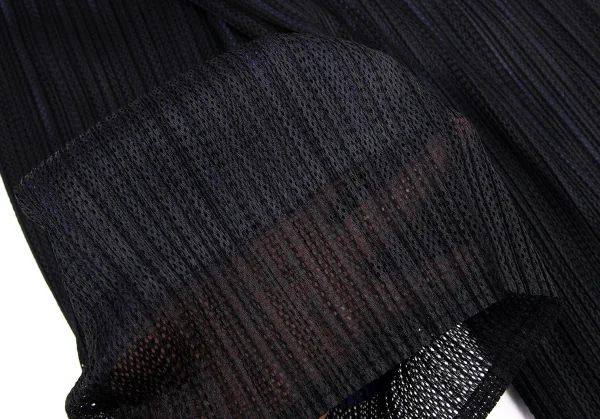 プリーツプリーズPLEATS PLEASE メッシュレイヤードプリーツパンツ 黒青2 K-98259_008