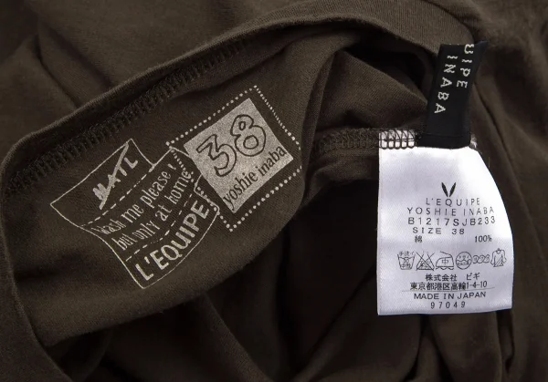 レキップヨシエイナバL'EQUIPE YOSHIE INABA ステンシルプリントTシャツ 茶38 K-98292_011