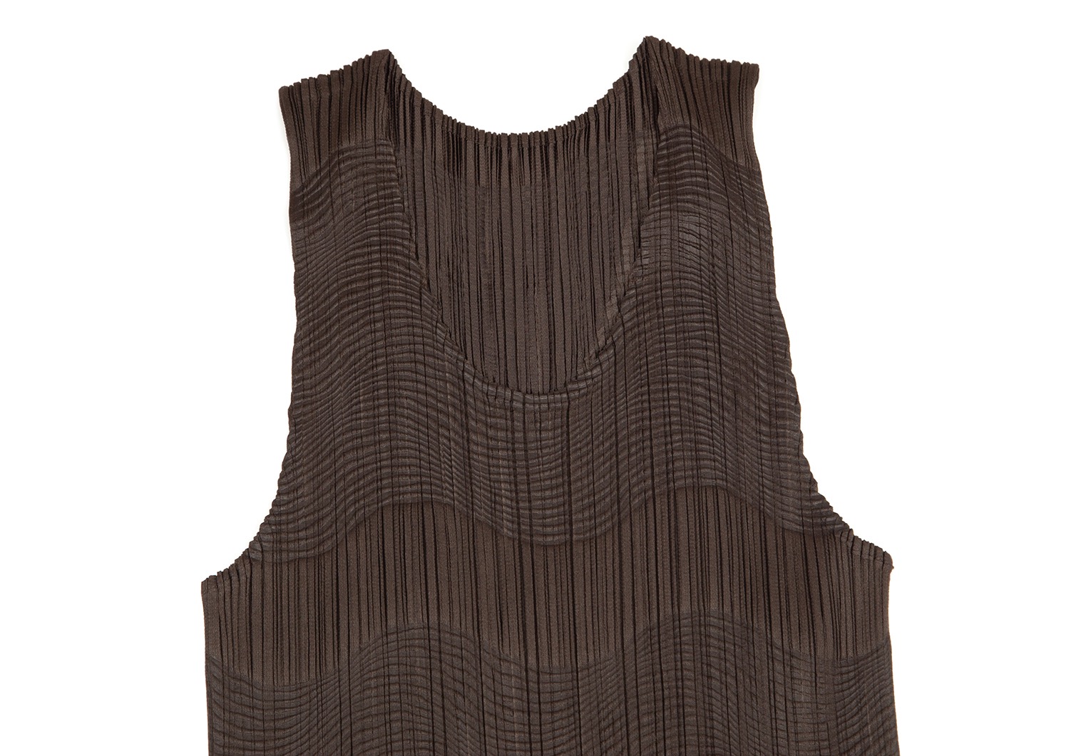 PLEATS PLEASE Design Pleats Sleeveless Shirt Brown 3 | PLAYFUL