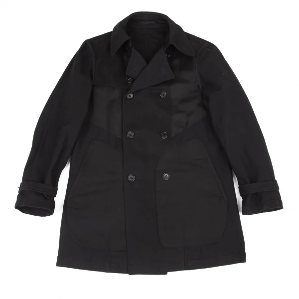 コムデギャルソン オムCOMME des GARCONS HOMME 製品染めコットンカツラギリバーシブルハーフコート 黒M K-98393_001