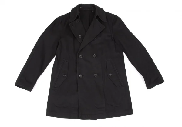 コムデギャルソン オムCOMME des GARCONS HOMME 製品染めコットンカツラギリバーシブルハーフコート 黒M K-98393_012