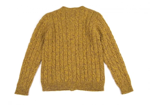 マドモアゼルノンノンMademoiselle NON NON ミックスウールケーブルニットカーディガン マスタードL K-98430_012