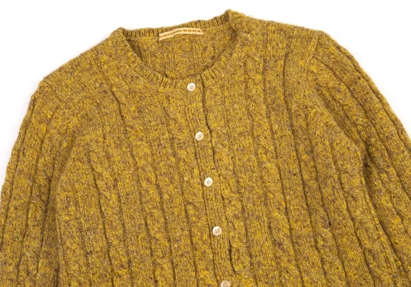 マドモアゼルノンノンMademoiselle NON NON ミックスウールケーブルニットカーディガン マスタードL K-98430_003