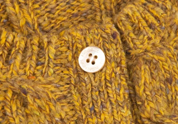 マドモアゼルノンノンMademoiselle NON NON ミックスウールケーブルニットカーディガン マスタードL K-98430_005