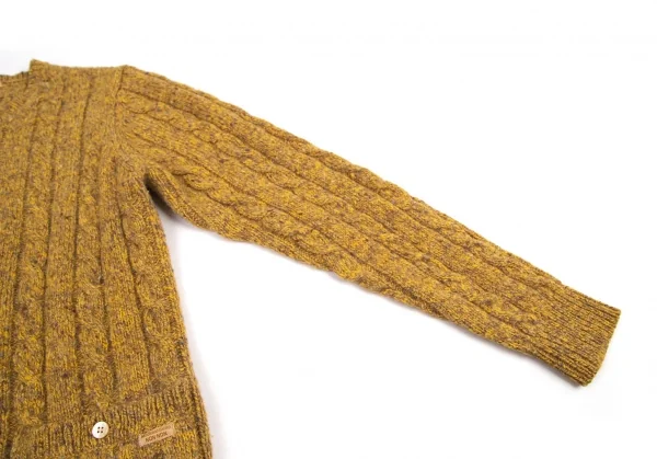 マドモアゼルノンノンMademoiselle NON NON ミックスウールケーブルニットカーディガン マスタードL K-98430_006