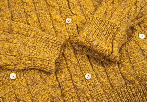 マドモアゼルノンノンMademoiselle NON NON ミックスウールケーブルニットカーディガン マスタードL K-98430_007