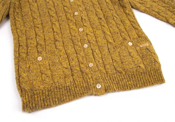 マドモアゼルノンノンMademoiselle NON NON ミックスウールケーブルニットカーディガン マスタードL K-98430_008