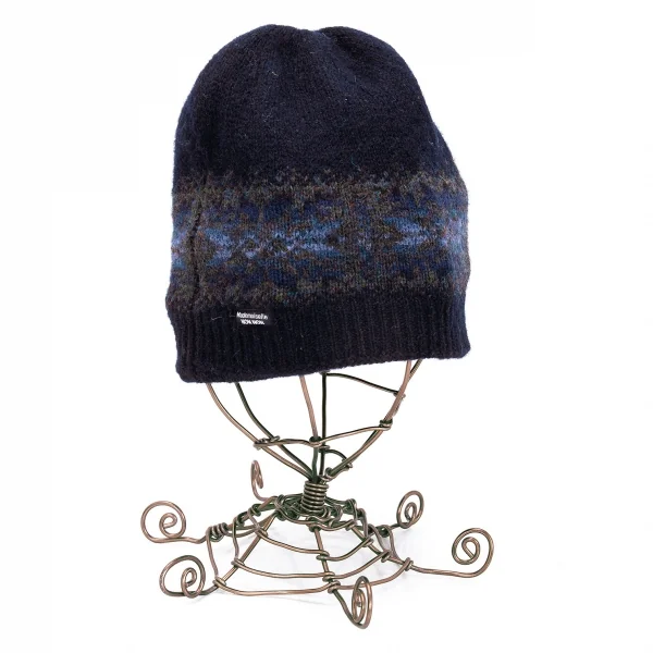 マドモアゼルノンノンMademoiselle NON NON SHETLAND ISLANDSファブリック裏フリースニットキャップ 紺 K-98442_001
