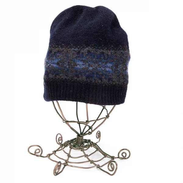 マドモアゼルノンノンMademoiselle NON NON SHETLAND ISLANDSファブリック裏フリースニットキャップ 紺 K-98442_002