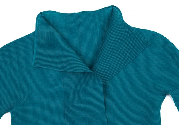 イッセイミヤケ ミーISSEY MIYAKE me ニットプリーツボタンレスカーディガン ターコイズF K-98492_003