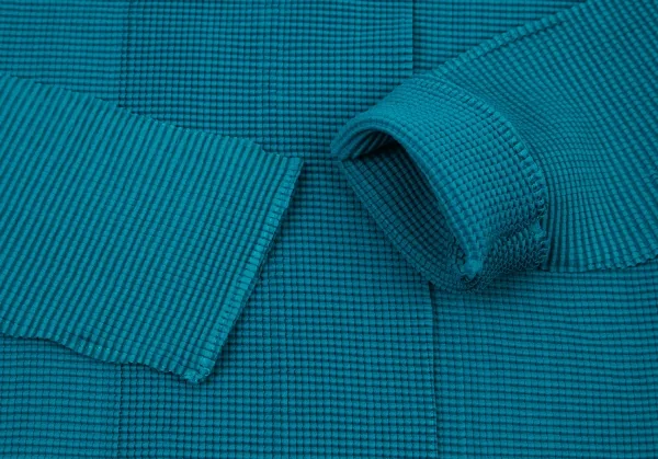 イッセイミヤケ ミーISSEY MIYAKE me ニットプリーツボタンレスカーディガン ターコイズF K-98492_005