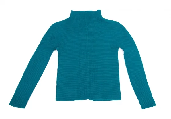 イッセイミヤケ ミーISSEY MIYAKE me ニットプリーツボタンレスカーディガン ターコイズF K-98492_008