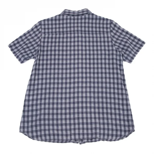 マドモアゼルノンノン ノンノNON NO Mademoiselle NON NON リネン混ギンガムチェック半袖シャツ 紺L K-98552_011