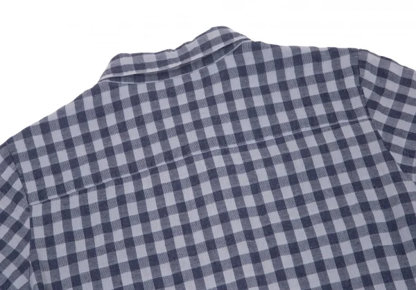 マドモアゼルノンノン ノンノNON NO Mademoiselle NON NON リネン混ギンガムチェック半袖シャツ 紺L K-98552_012