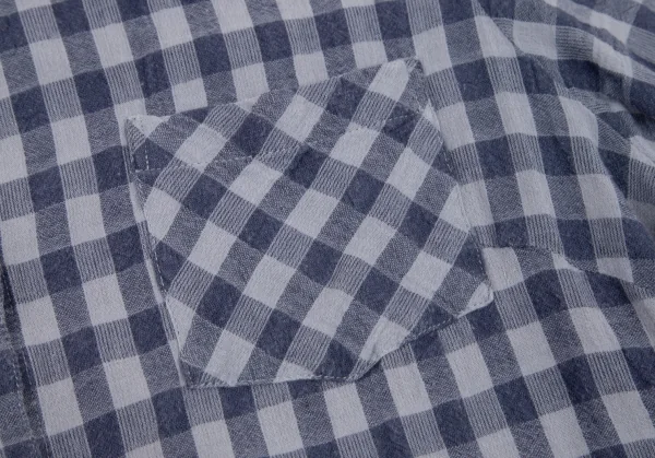 マドモアゼルノンノン ノンノNON NO Mademoiselle NON NON リネン混ギンガムチェック半袖シャツ 紺L K-98552_006