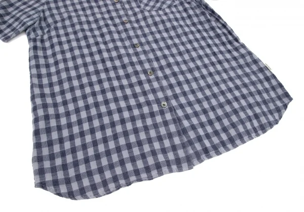 マドモアゼルノンノン ノンノNON NO Mademoiselle NON NON リネン混ギンガムチェック半袖シャツ 紺L K-98552_008
