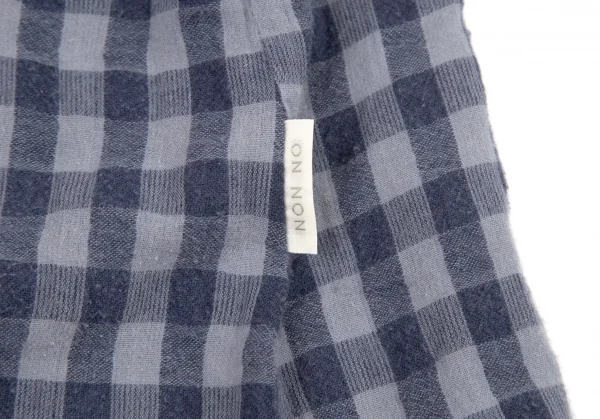マドモアゼルノンノン ノンノNON NO Mademoiselle NON NON リネン混ギンガムチェック半袖シャツ 紺L K-98552_009