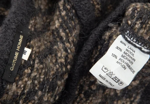 コスチューム オムCoSTUME HOMME モヘア混ダイヤ柄Vネックニットセーター グレーベージュM K-98561_011