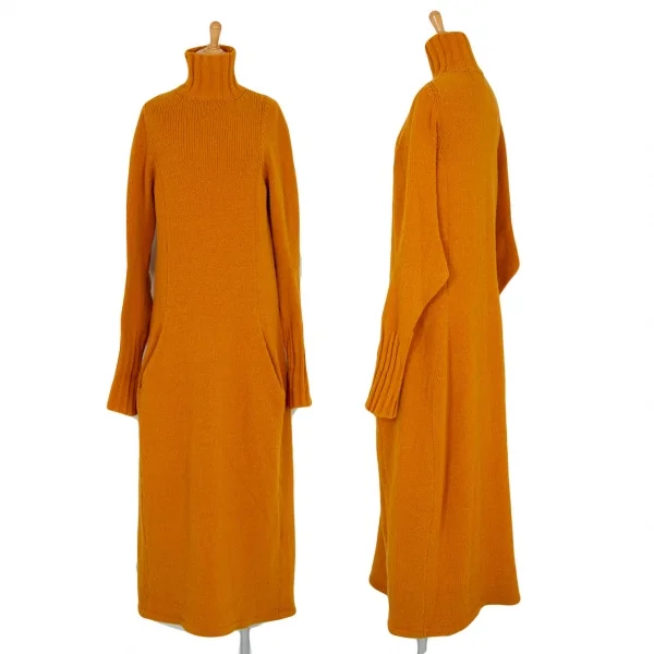 ヨウジヤマモト ファムYohji Yamamoto FEMMEウールハイネックスーパーロングニットワンピース マスタードM K-98582_001