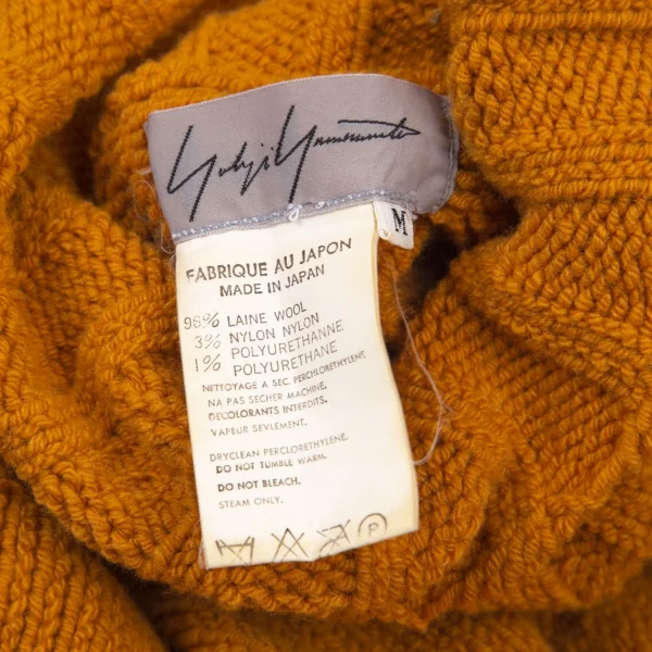 ヨウジヤマモト ファムYohji Yamamoto FEMMEウールハイネックスーパーロングニットワンピース マスタードM K-98582_014