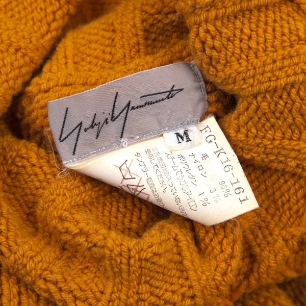 ヨウジヤマモト ファムYohji Yamamoto FEMMEウールハイネックスーパーロングニットワンピース マスタードM K-98582_015