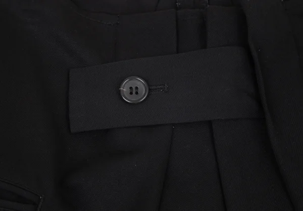 ヨウジヤマモト ファムYohji Yamamoto FEMME ウールギャバベルトハーフラップクロップドパンツ 黒XS K-98583_003