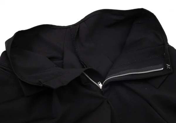 ヨウジヤマモト ファムYohji Yamamoto FEMME ウールギャバベルトハーフラップクロップドパンツ 黒XS K-98583_005