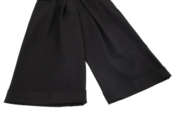 ヨウジヤマモト ファムYohji Yamamoto FEMME ウールギャバベルトハーフラップクロップドパンツ 黒XS K-98583_006