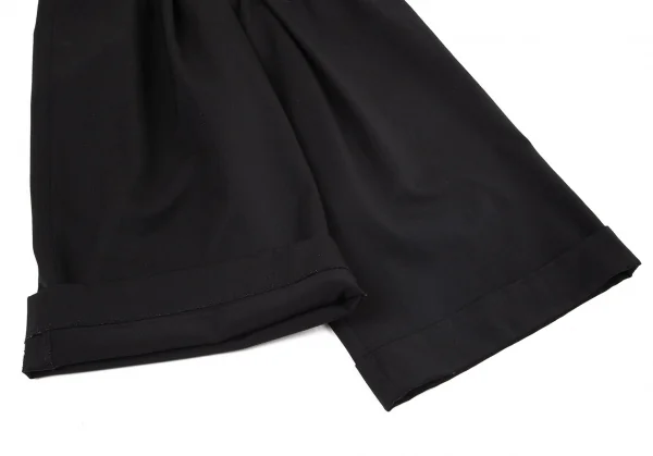 ヨウジヤマモト ファムYohji Yamamoto FEMME ウールギャバベルトハーフラップクロップドパンツ 黒XS K-98583_007