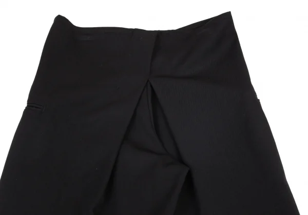 ヨウジヤマモト ファムYohji Yamamoto FEMME ウールギャバベルトハーフラップクロップドパンツ 黒XS K-98583_009