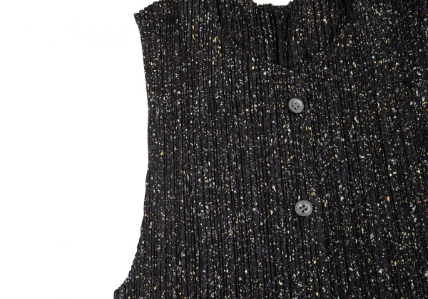 プリーツプリーズPLEATS PLEASE スプラッシュプリントプリーツベスト 黒他4 K-98594_005