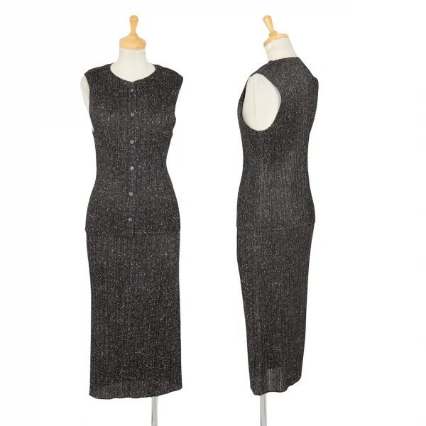 PLEATS PLEASE Printed Vest & Skirt Black 4 3 K-98596_001