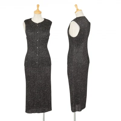 プリーツプリーズPLEATS PLEASE スプラッシュプリントプリーツセットアップ 黒他