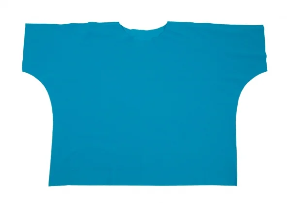 イッセイミヤケ ミーISSEY MIYAKE me ポリ裁ち切りドルマン半袖カットソー 水色F K-98622_002