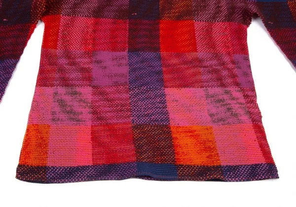 イッセイミヤケ ミーISSEY MIYAKE me かすれチェックプリントブロックプリーツハイネックカットソー マルチF K-98625_010